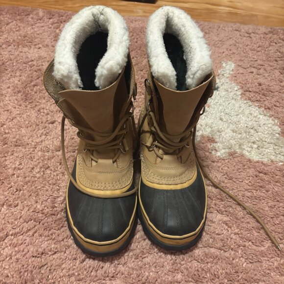 Sorel Womens Caribou Waterproof Insulated Winter Snow Boots Sz 8 Beige NL1005-28 - Picture 2 of 10